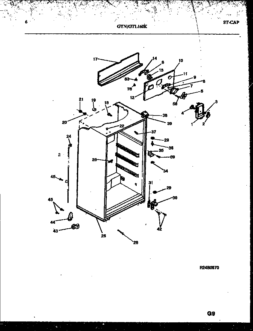 Tappan GTL160HK0 cabinet parts diagram