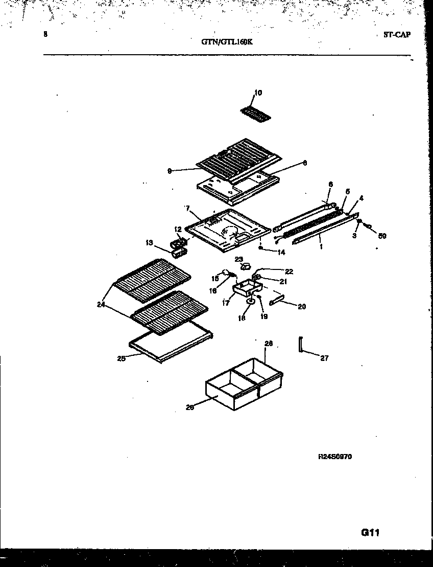 Tappan GTL160HK0 shelves and supports diagram