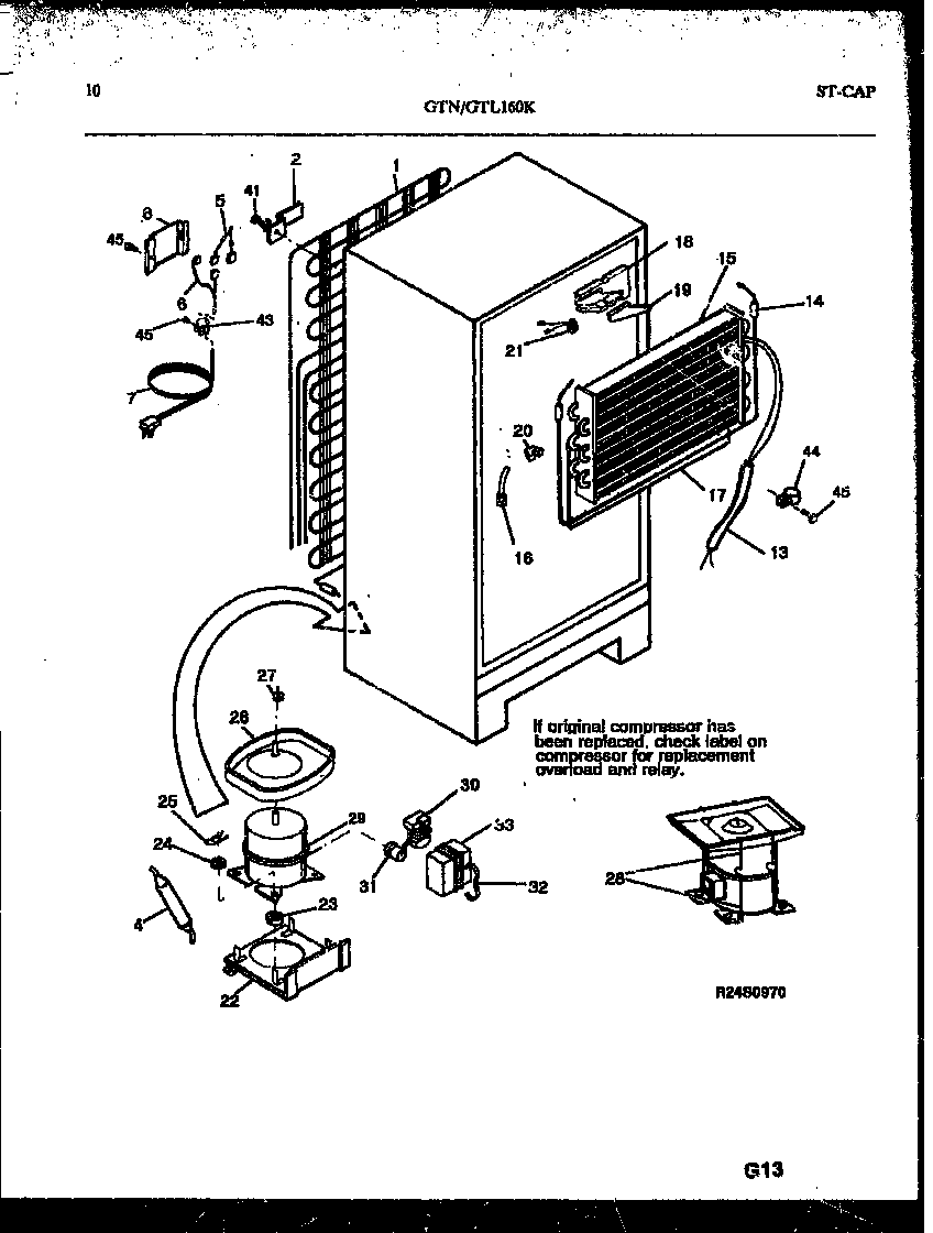 Tappan GTL160HK0 system and automatic defrost parts diagram