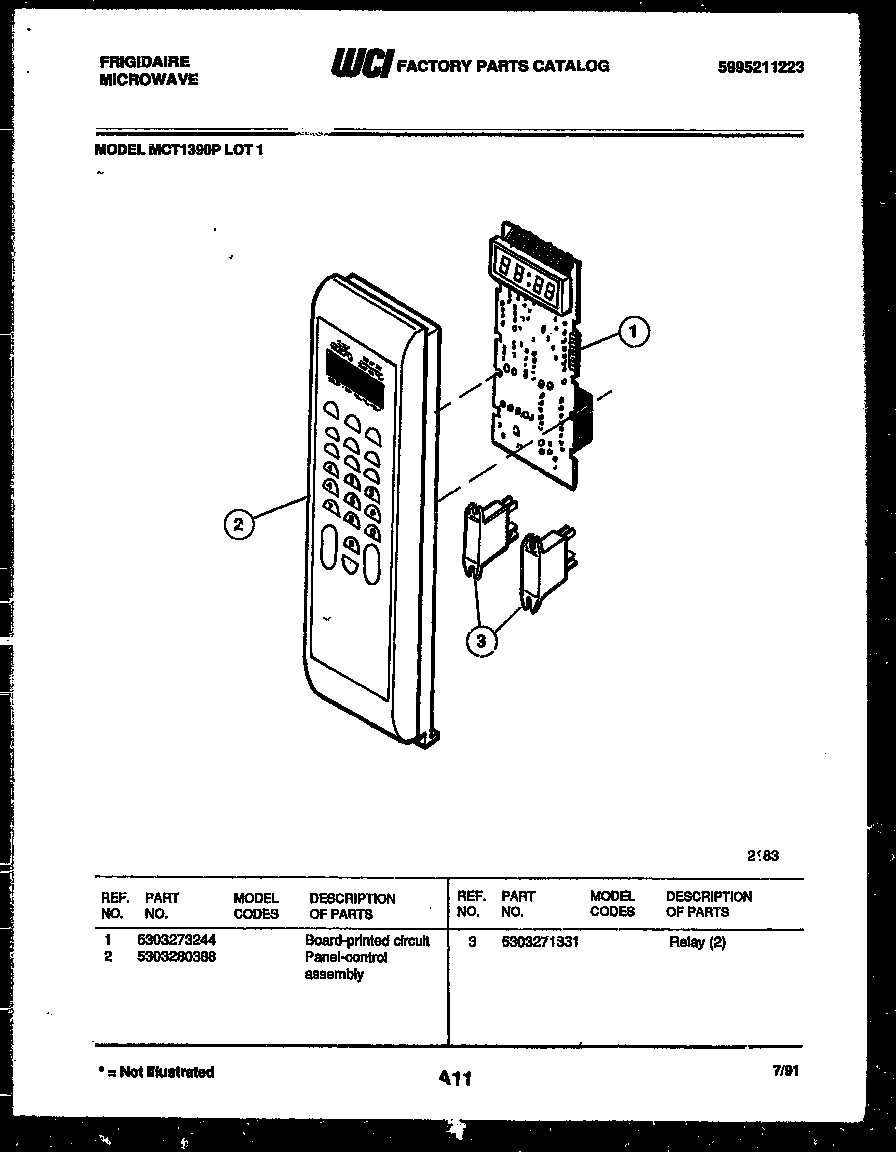 Frigidaire MCT1390P1 control panel diagram