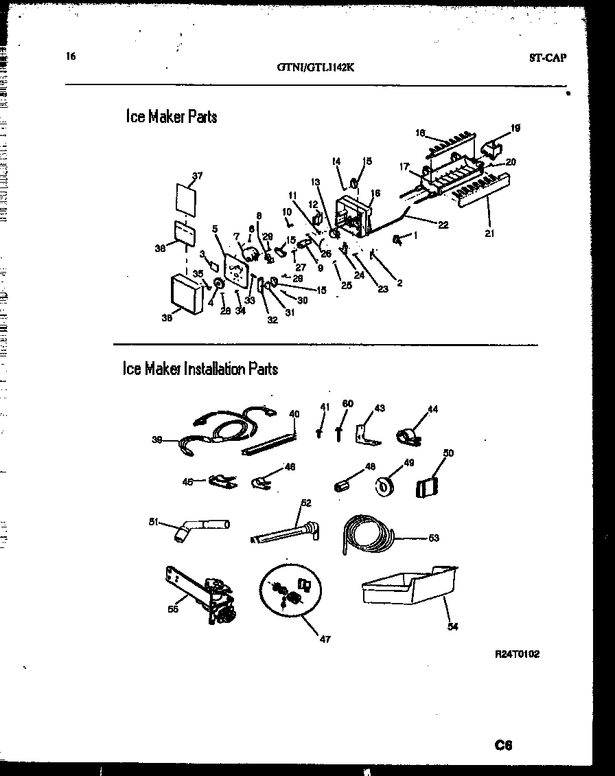 White-Westinghouse GTNI142WK0 ice maker and installation parts diagram