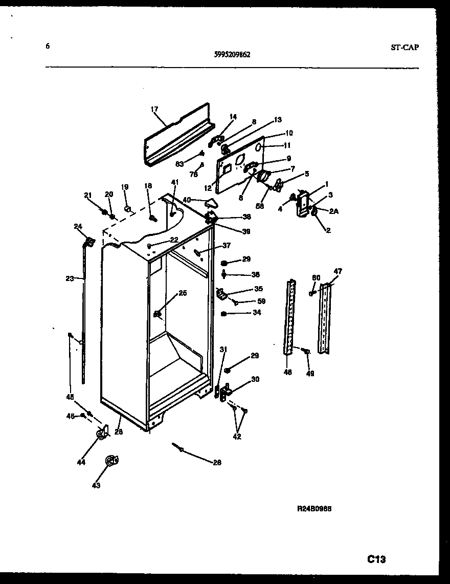 Frigidaire FPW21TIPL0 cabinet parts diagram