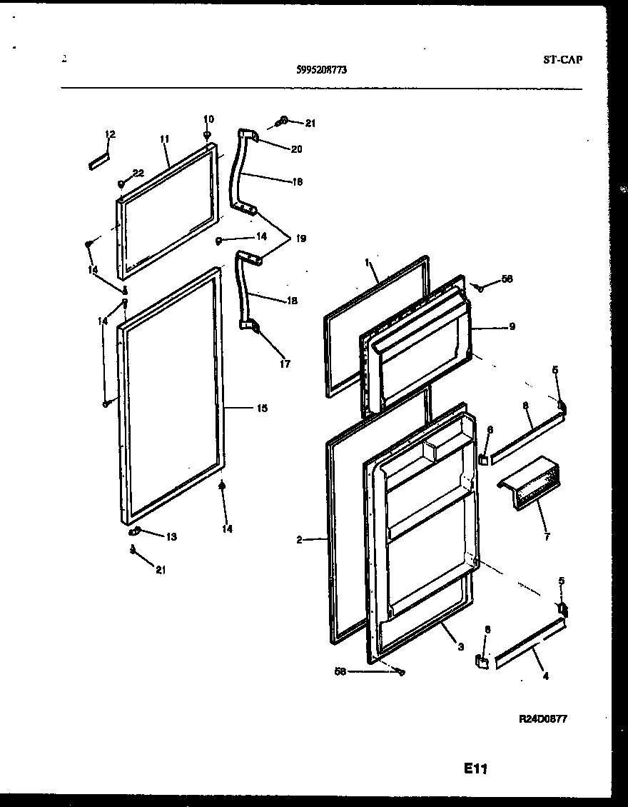 Frigidaire GTN198WH3 door parts diagram