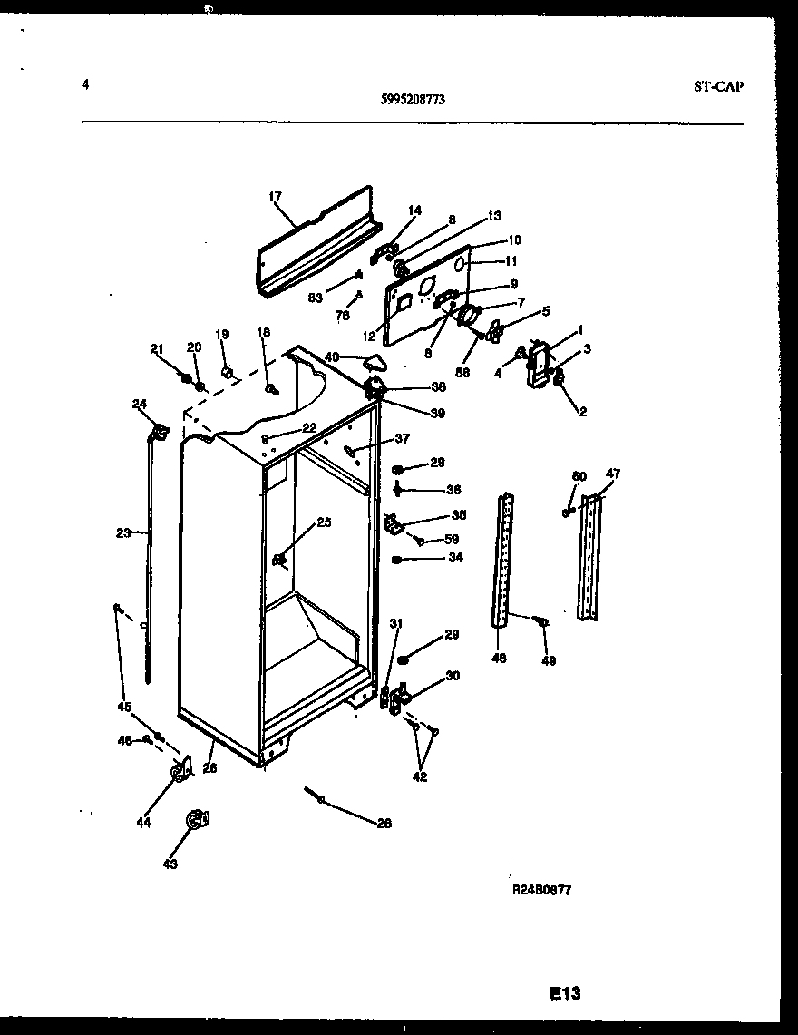 Frigidaire GTN198WH3 cabinet parts diagram