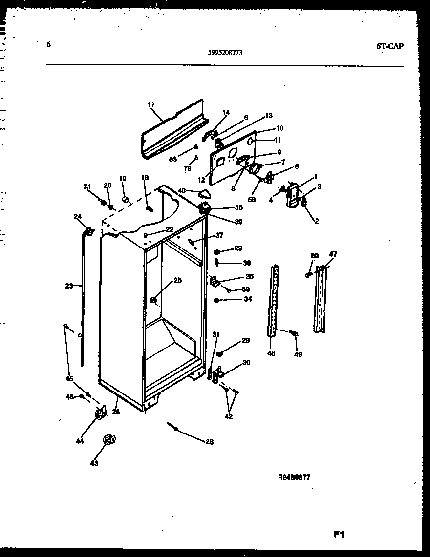 Frigidaire GTN198WH3 cabinet parts diagram