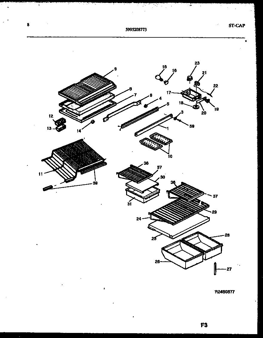 Frigidaire GTN198WH3 shelves and supports diagram