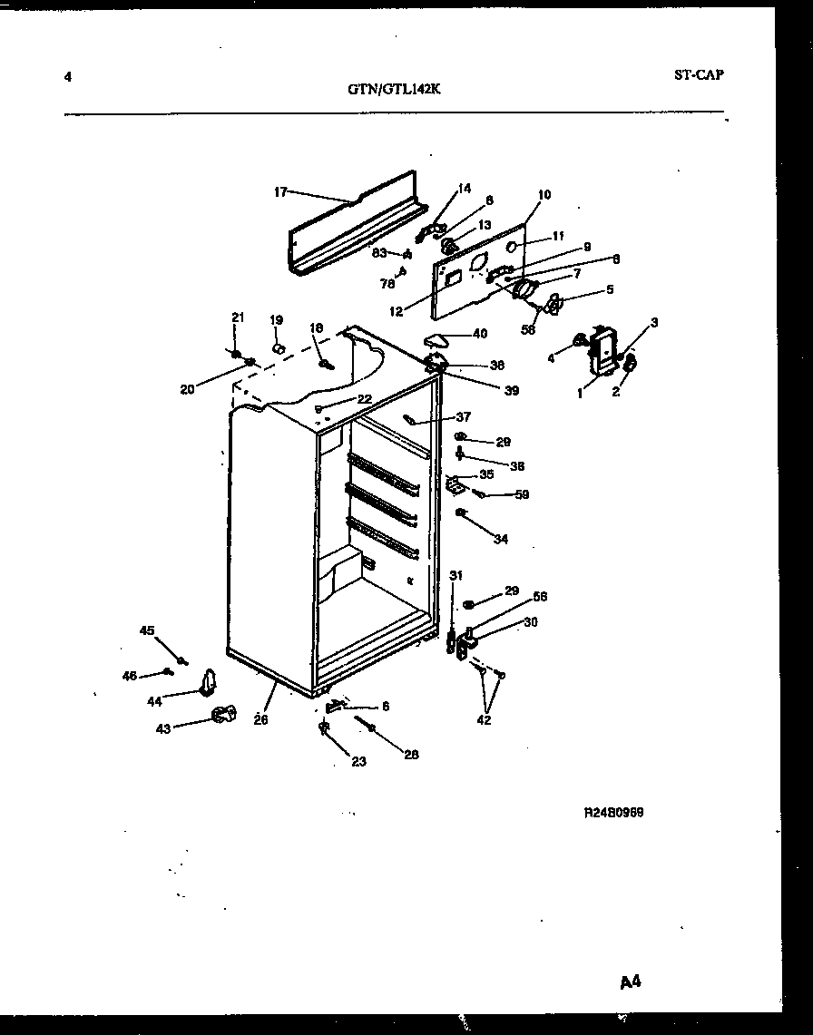 Tappan GTL142WK0 cabinet parts diagram
