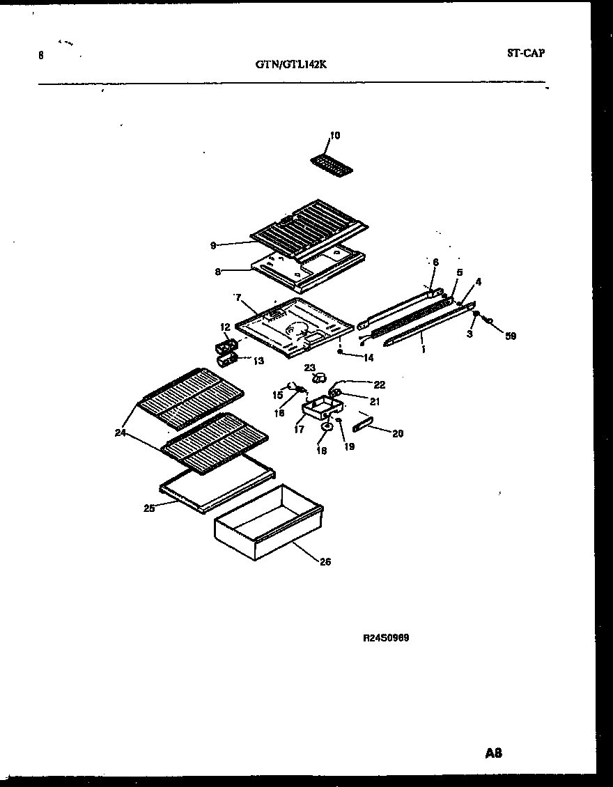 Tappan GTL142WK0 shelves and supports diagram