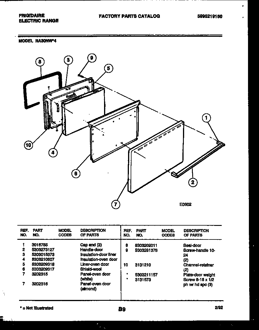 Frigidaire RA30NL4 door parts diagram