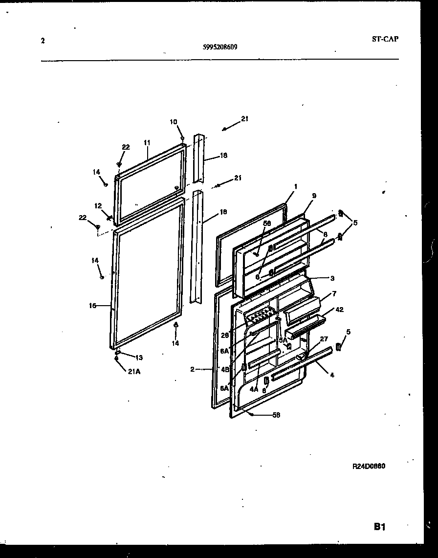 Frigidaire FPES19TIPW0 door parts diagram