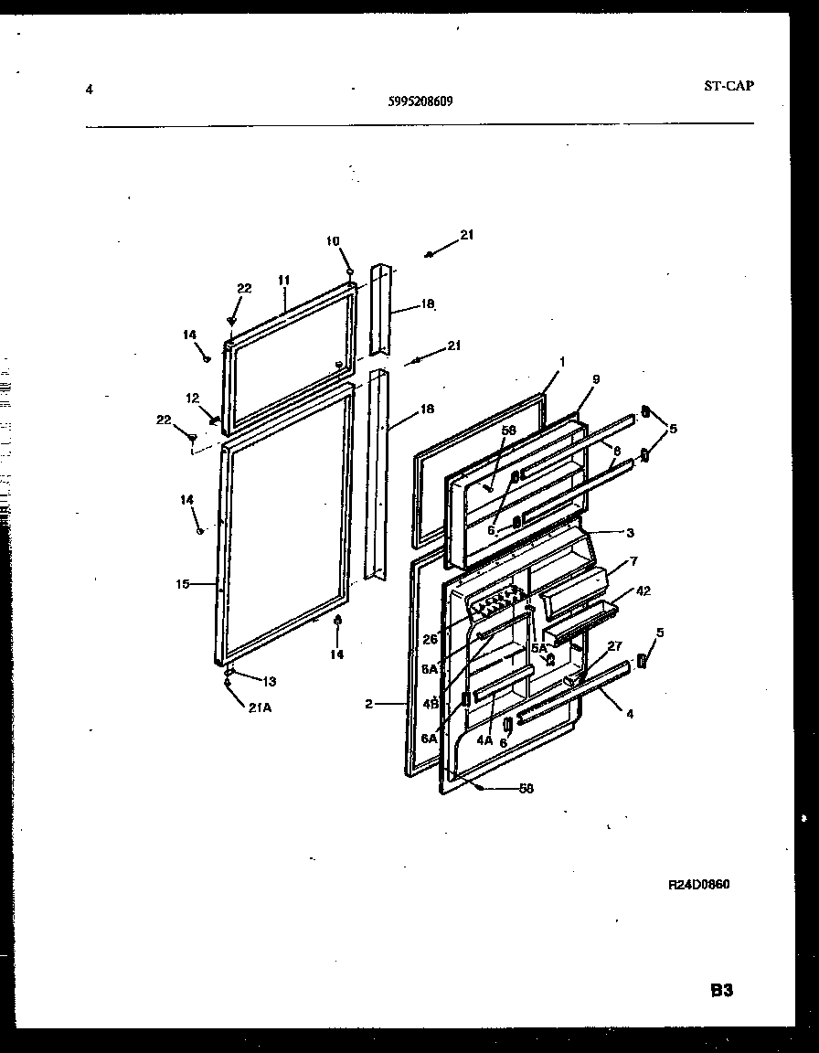 Frigidaire FPES19TIPW0 door parts diagram