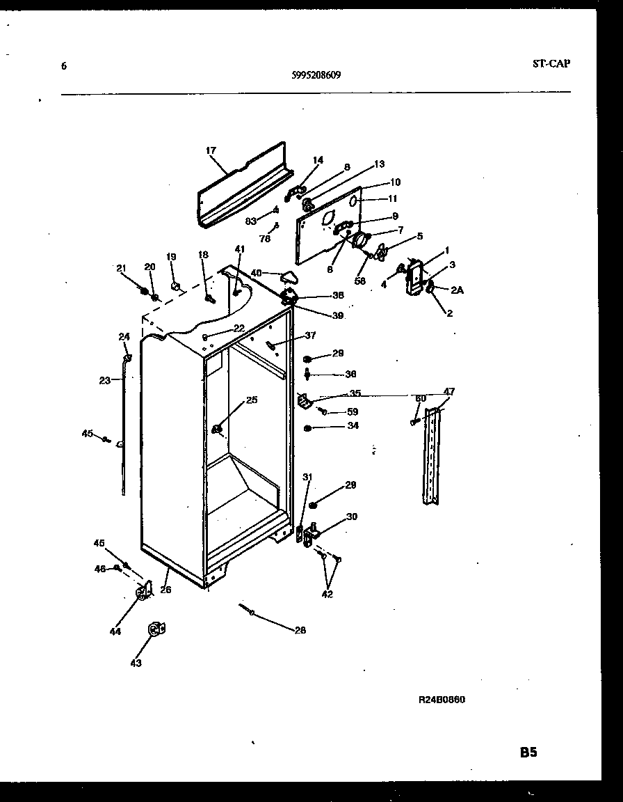 Frigidaire FPES19TIPW0 cabinet parts diagram