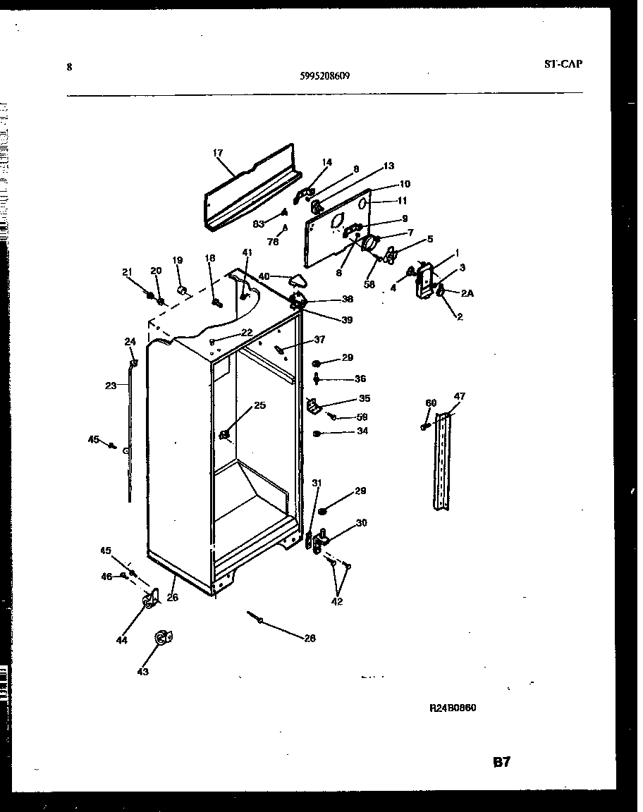 Frigidaire FPES19TIPW0 cabinet parts diagram