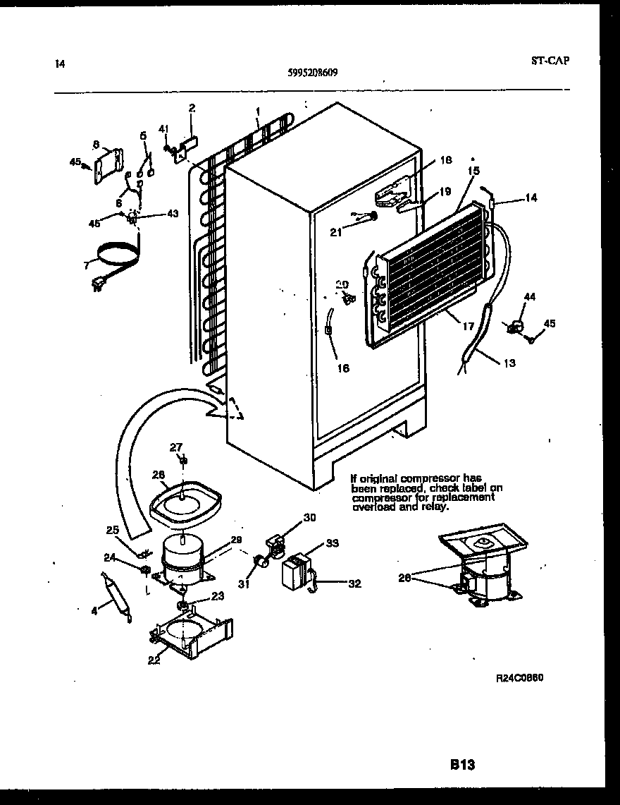 Frigidaire FPES19TIPW0 system and automatic defrost parts diagram