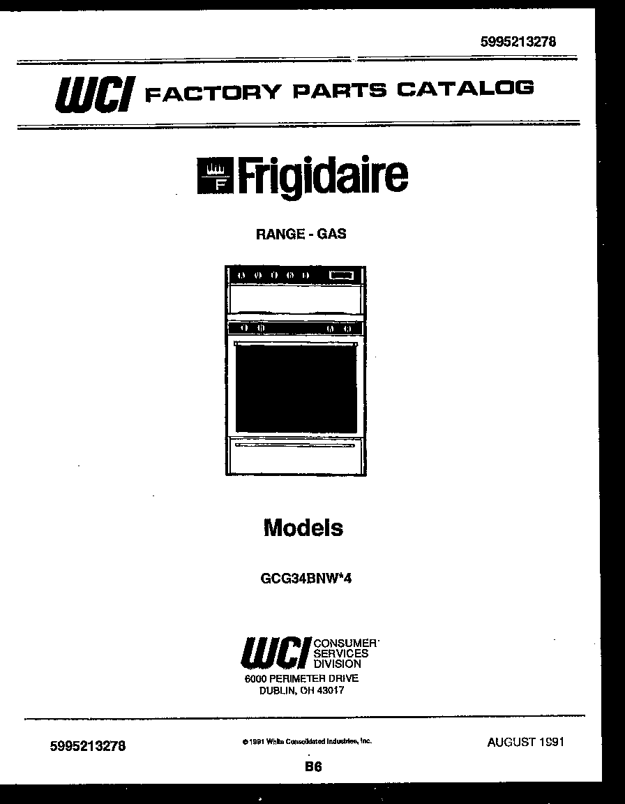 Frigidaire GCG34BNW4 cover diagram