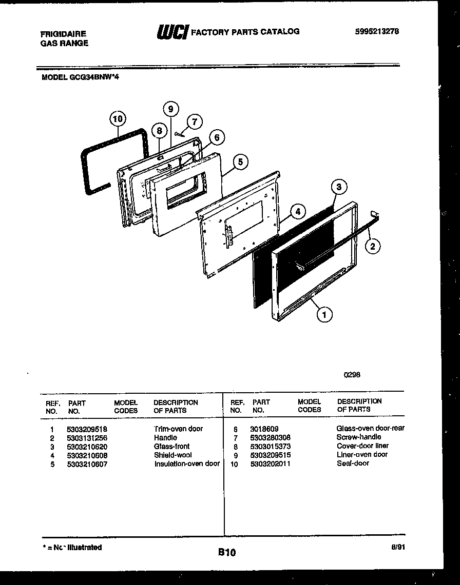 Frigidaire GCG34BNW4 door parts diagram