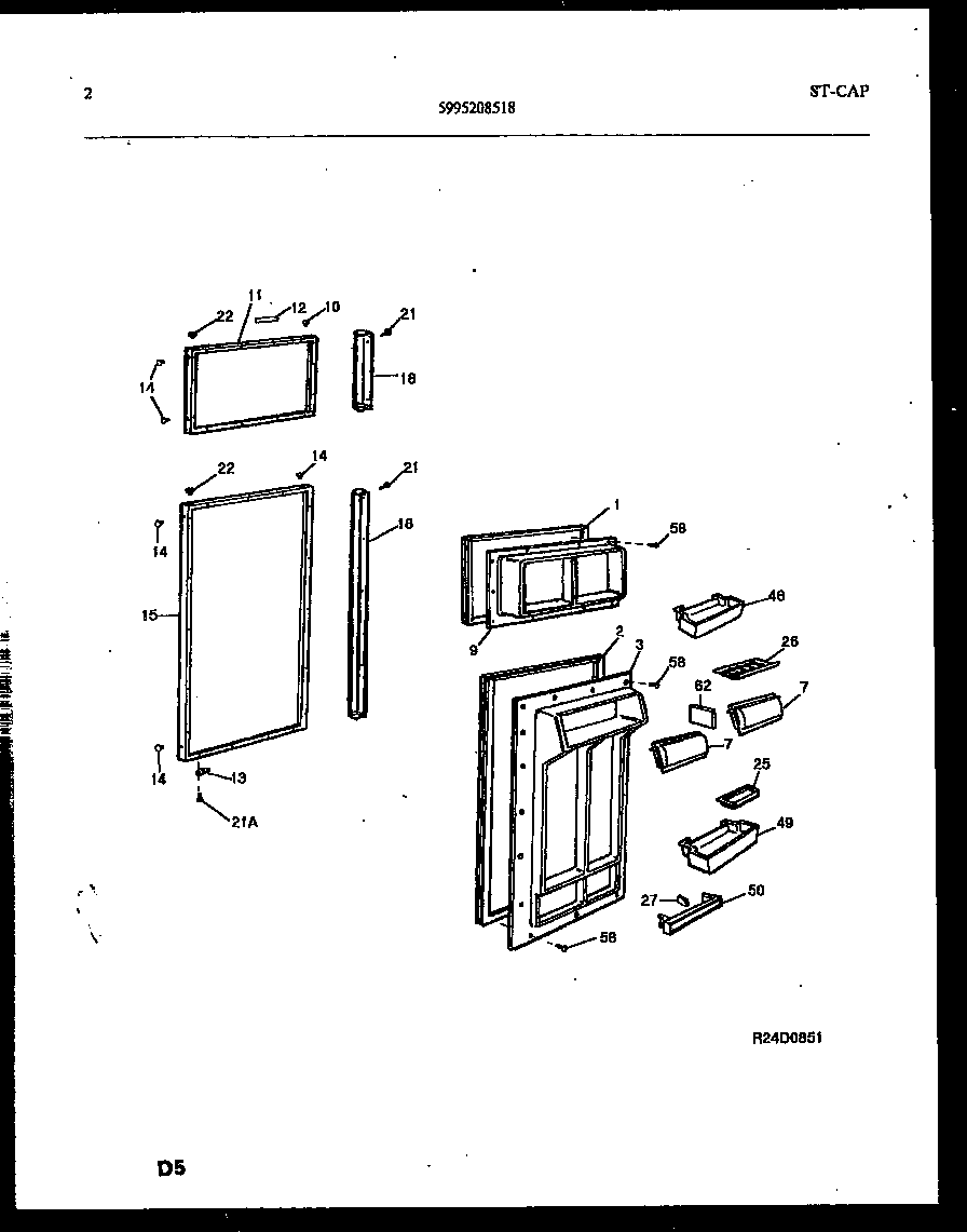 Frigidaire FPCE21TRW1 door parts diagram