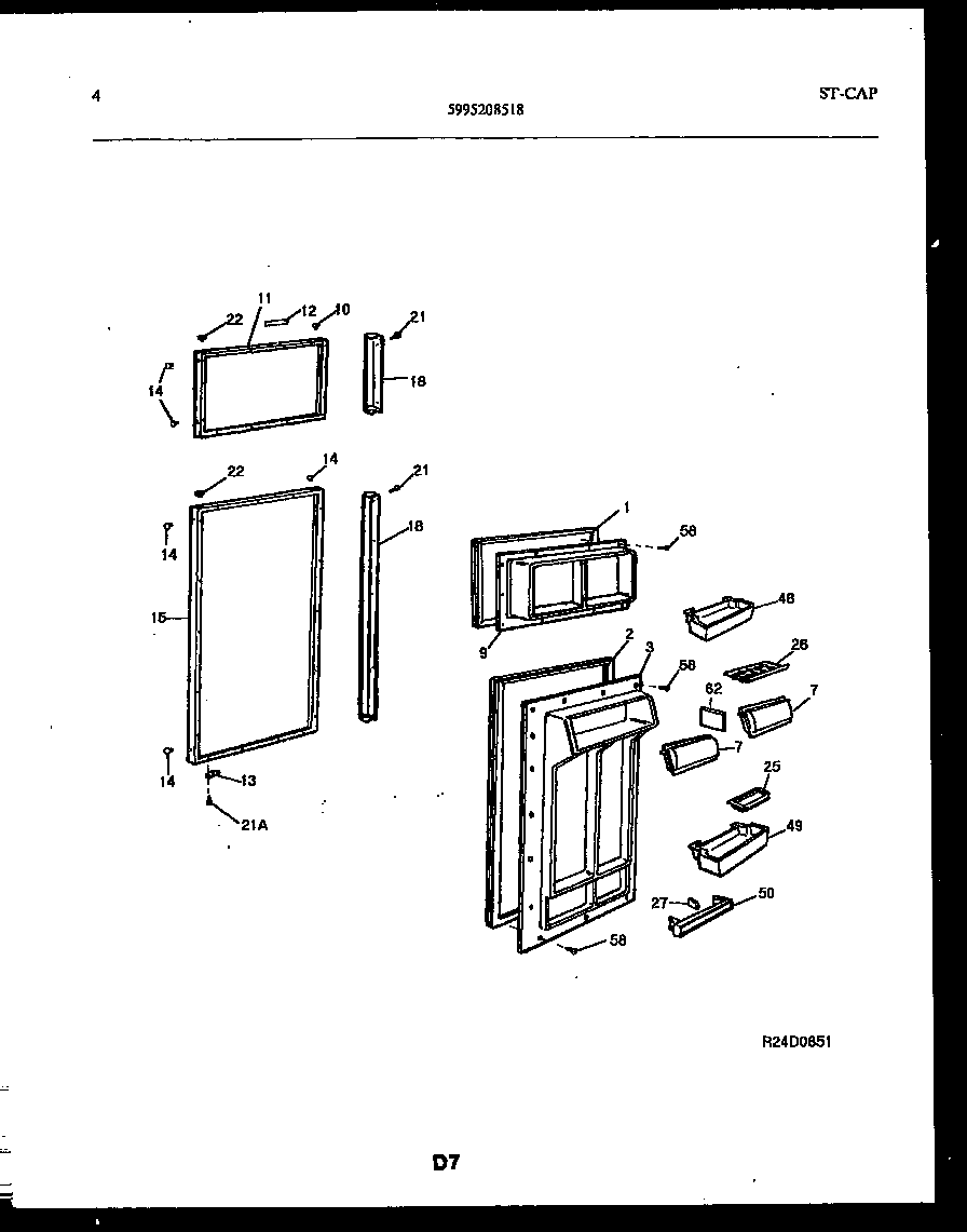Frigidaire FPCE21TRW1 door parts diagram