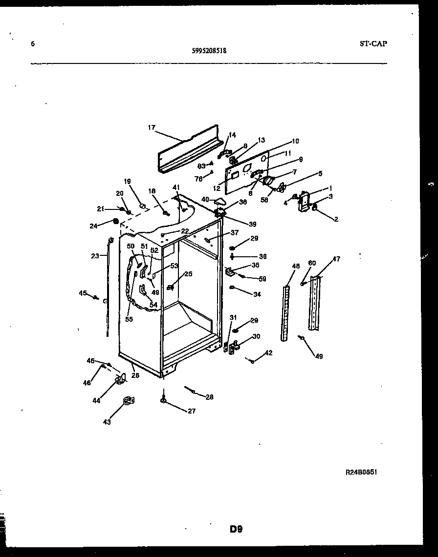Frigidaire FPCE21TRW1 cabinet parts diagram