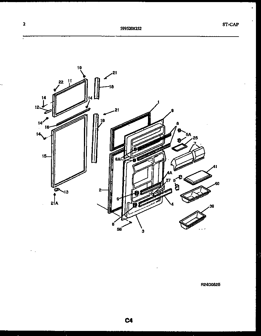 Frigidaire FPCE21TPH0 door parts diagram