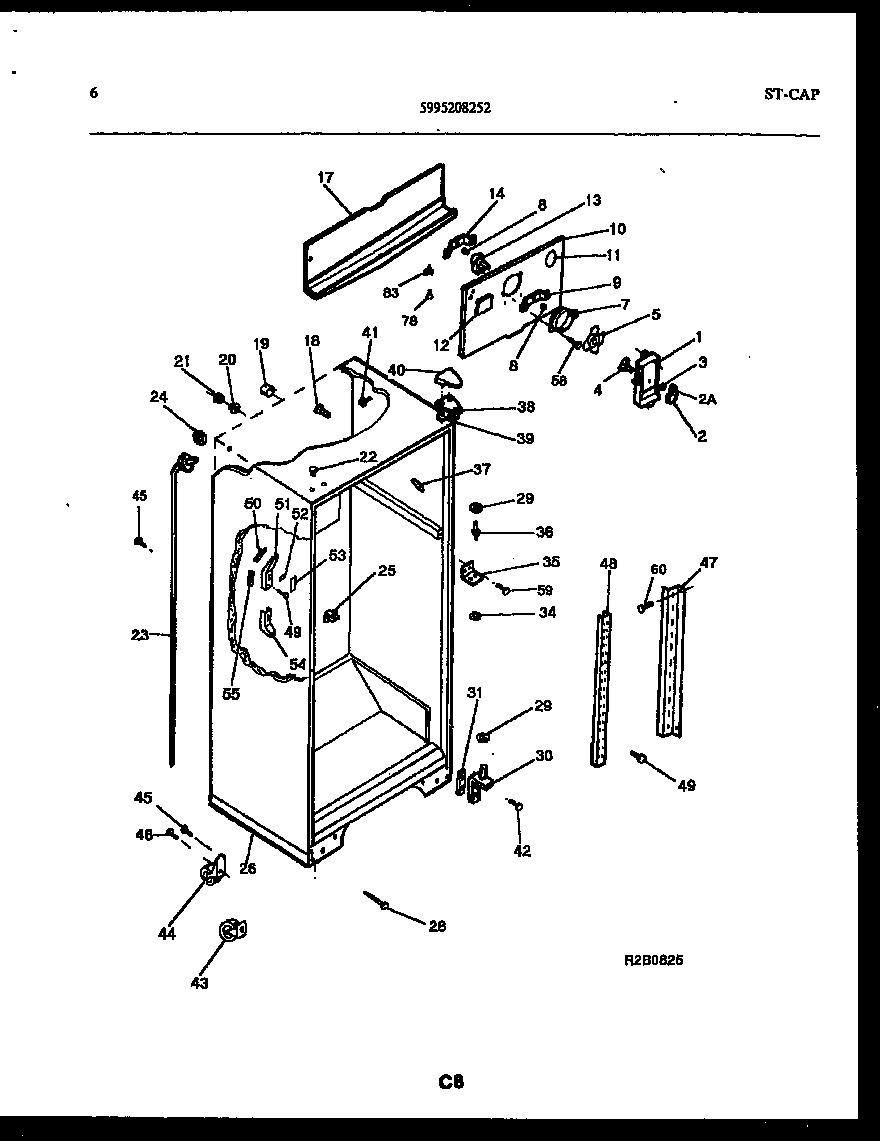 Frigidaire FPCE21TPH0 cabinet parts diagram