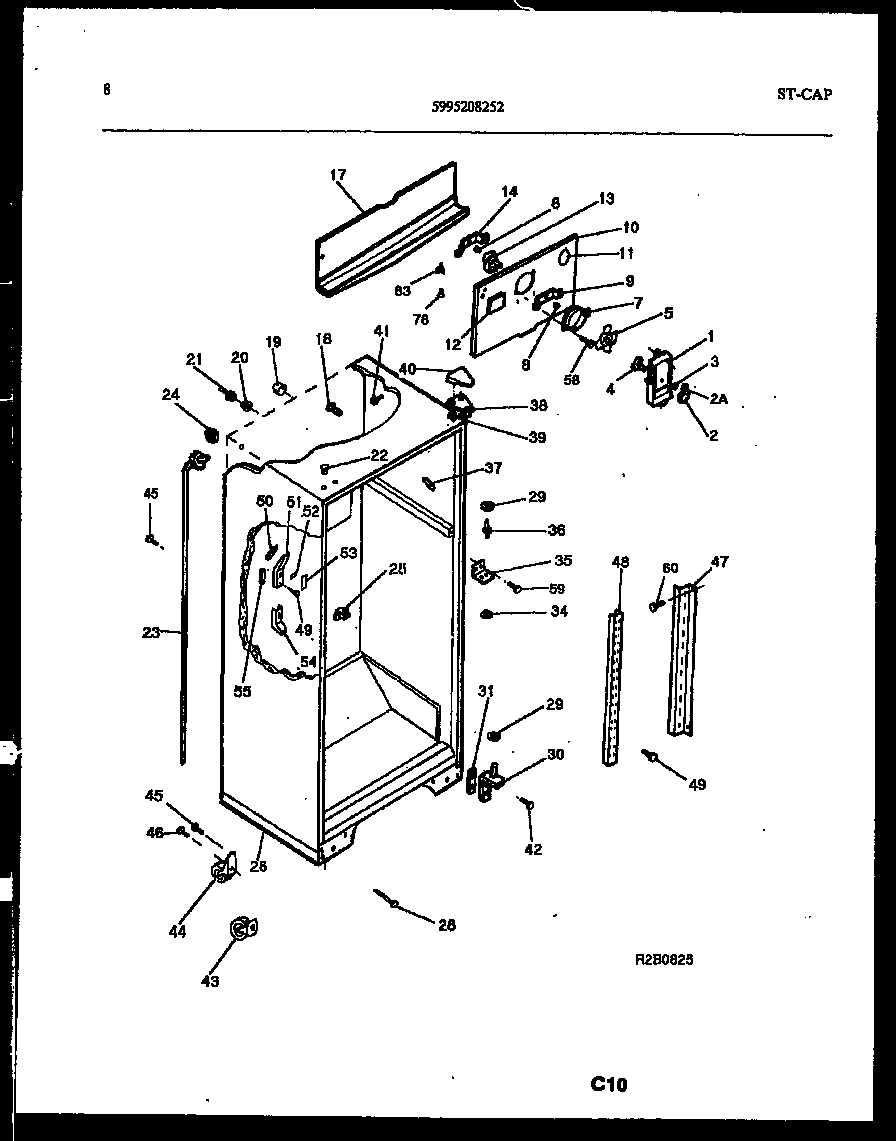 Frigidaire FPCE21TPH0 cabinet parts diagram