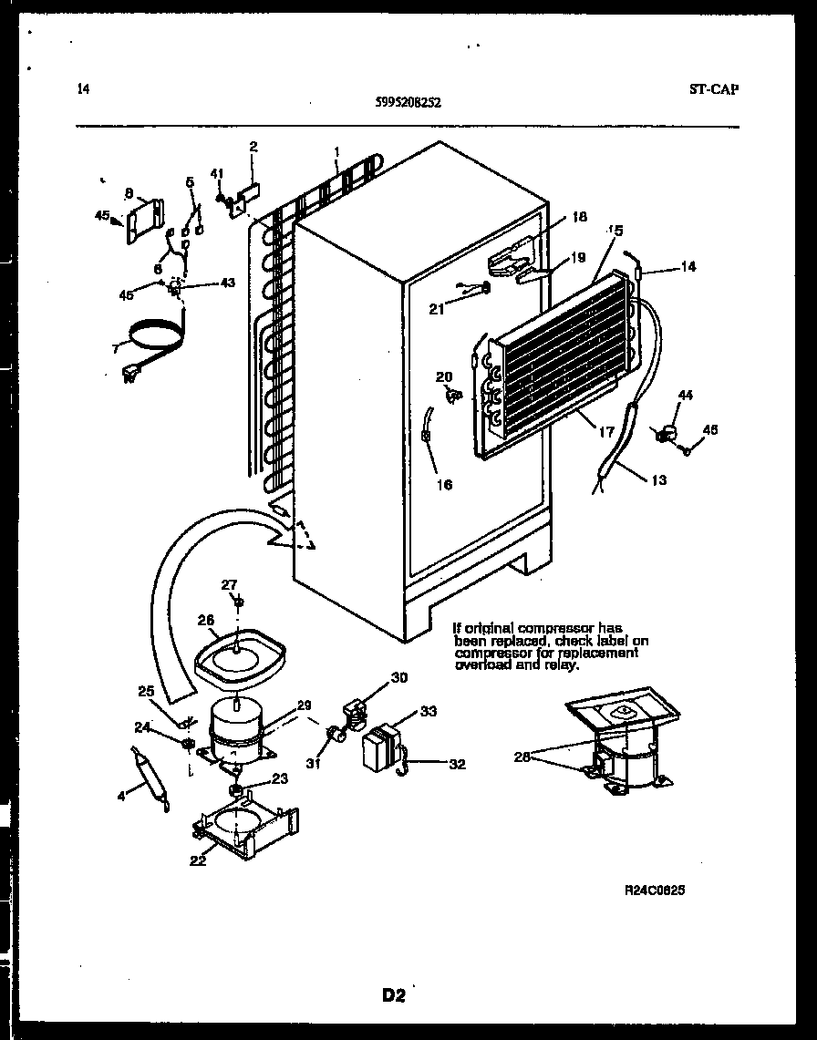 Frigidaire FPCE21TPH0 system and automatic defrost parts diagram