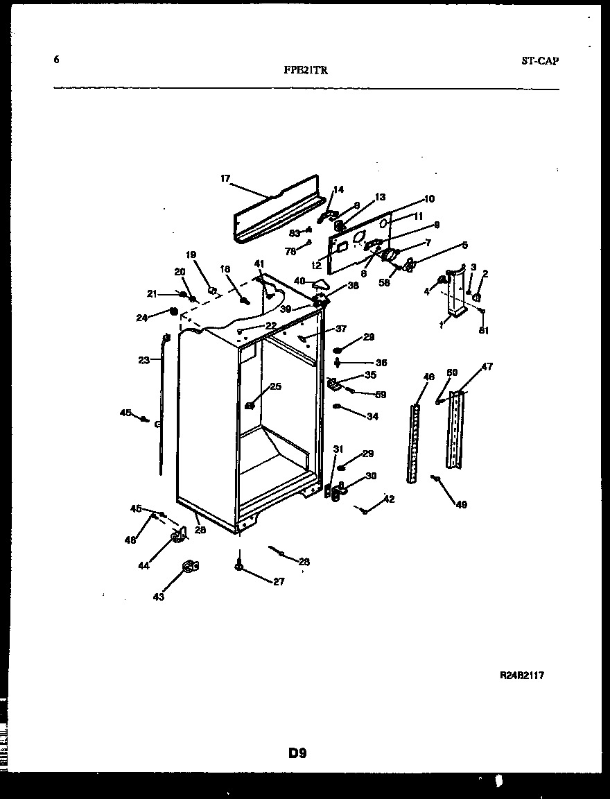 Frigidaire FPE21TRL1 cabinet parts diagram