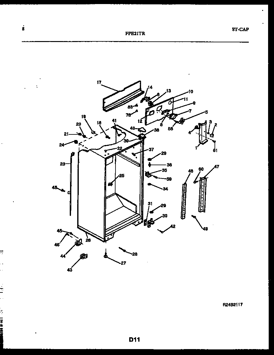 Frigidaire FPE21TRL1 cabinet parts diagram