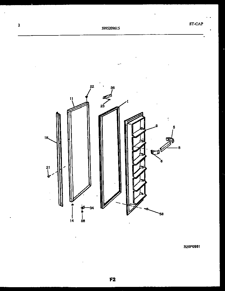 Frigidaire FPCIS22VPW1 freezer door parts diagram