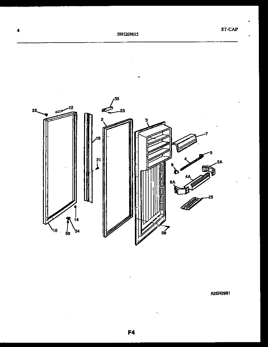 Frigidaire FPCIS22VPW1 refrigerator door parts diagram