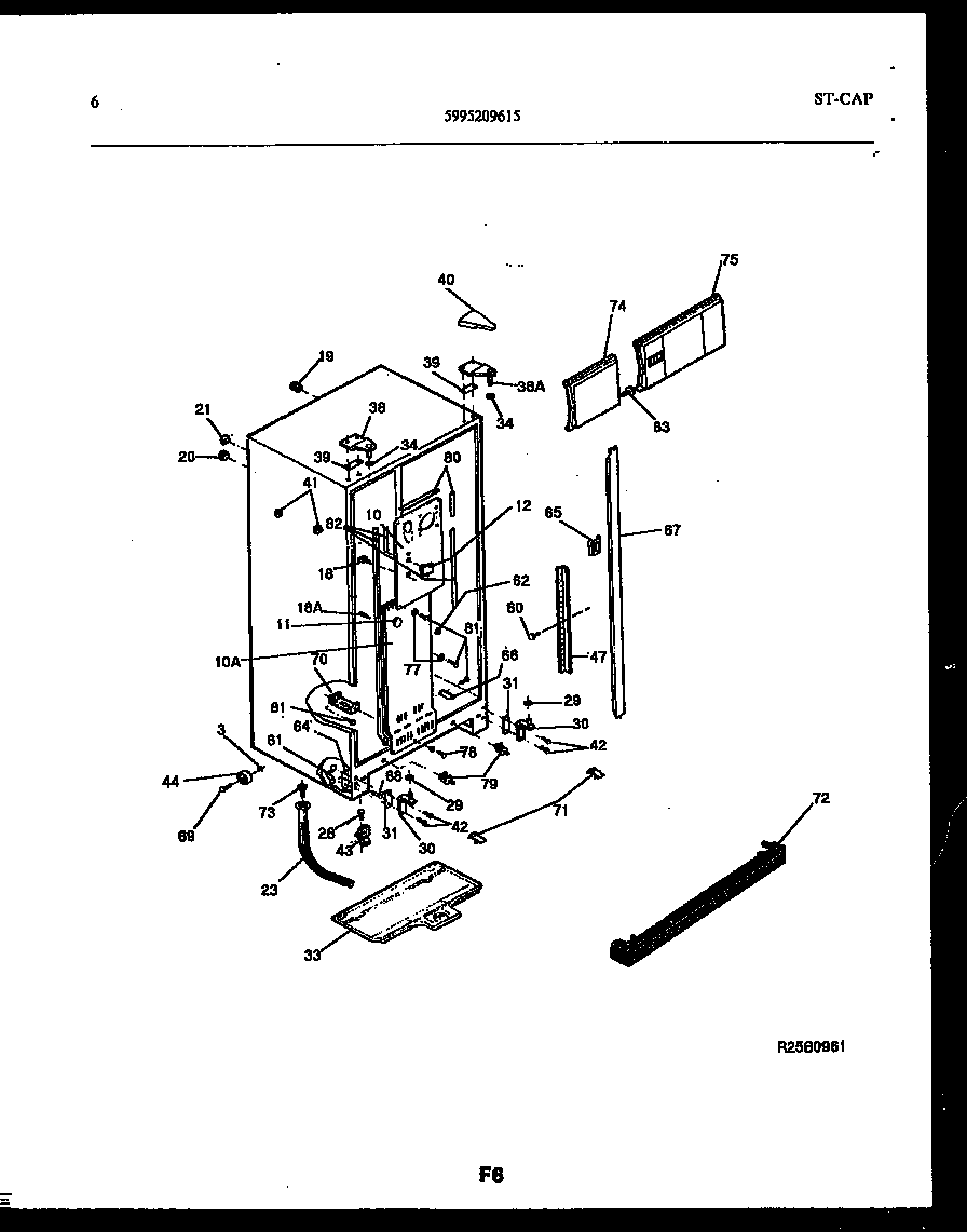 Frigidaire FPCIS22VPW1 cabinet parts diagram