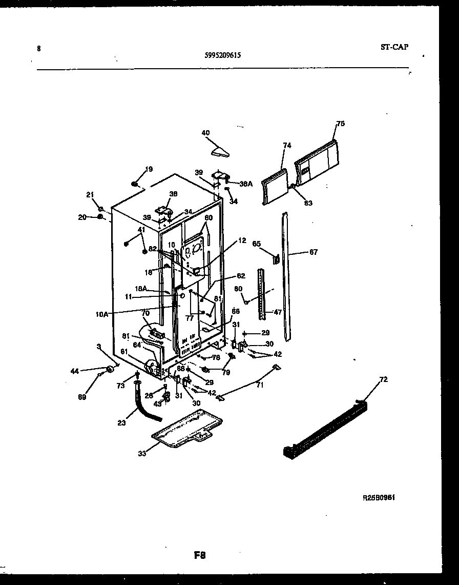 Frigidaire FPCIS22VPW1 cabinet parts diagram