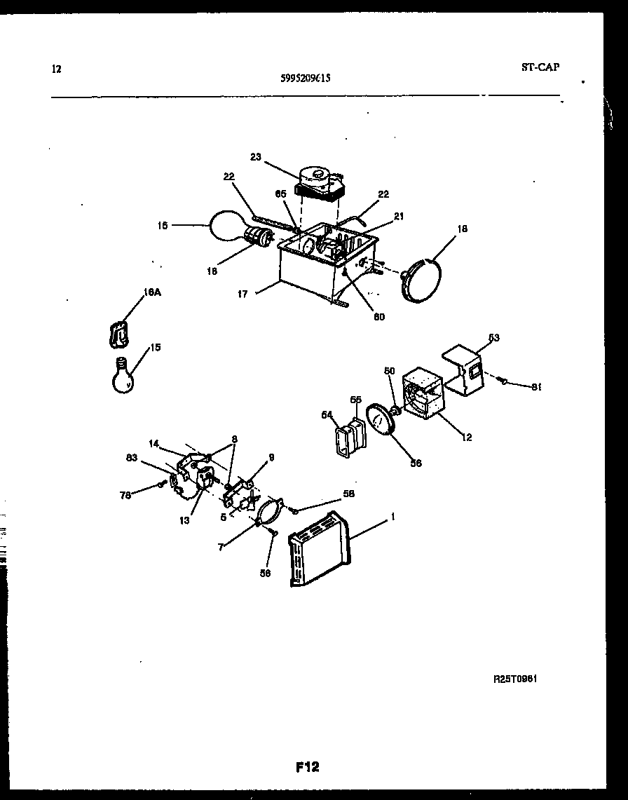 Frigidaire FPCIS22VPW1 refrigerator control assembly, damper control assembly and f diagram