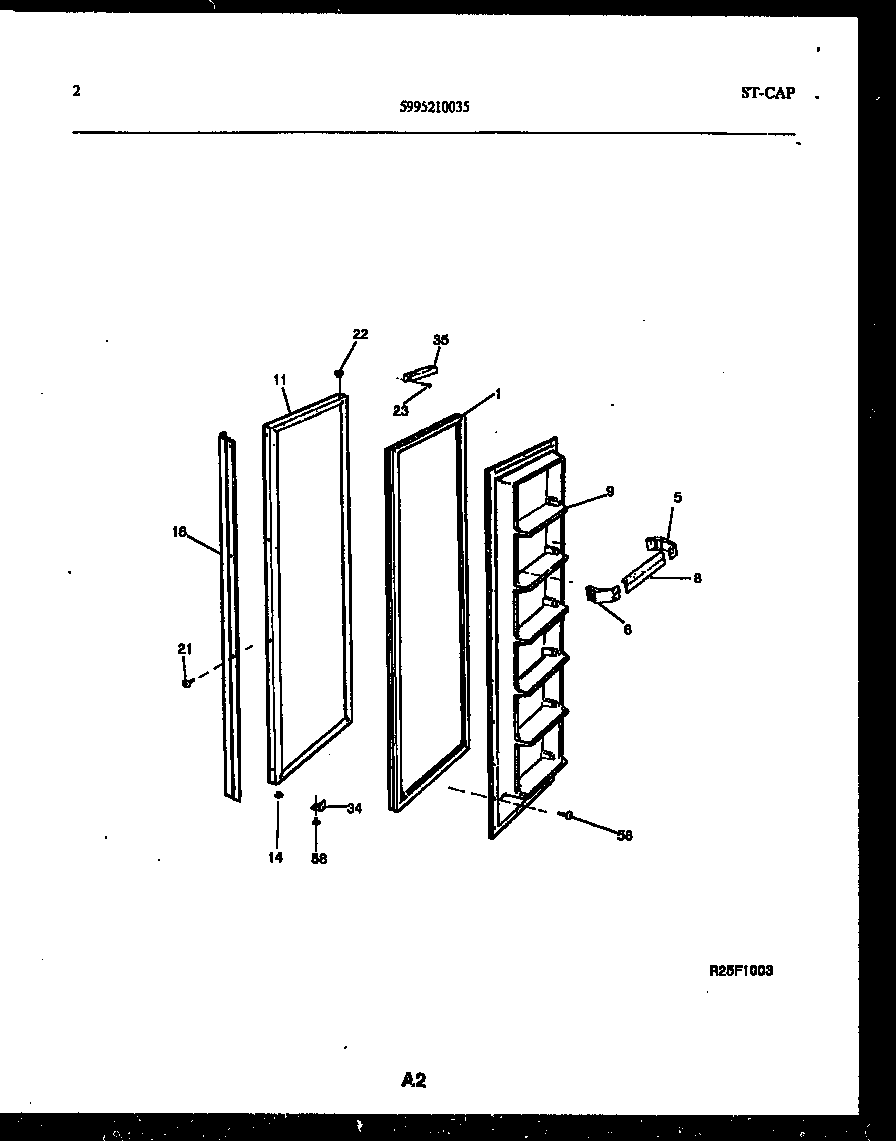 Frigidaire FPE22VPL1 freezer door parts diagram