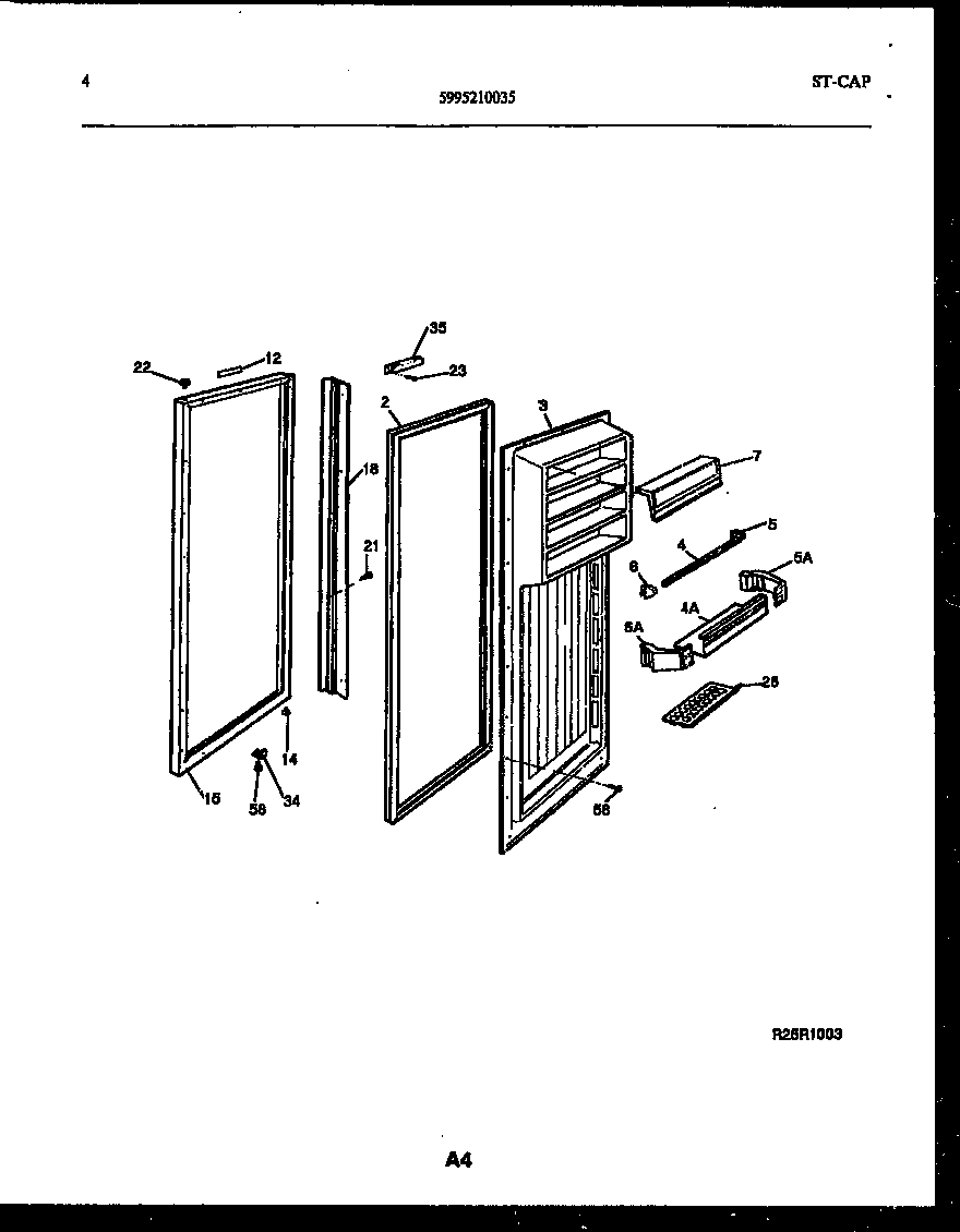 Frigidaire FPE22VPL1 refrigerator door parts diagram