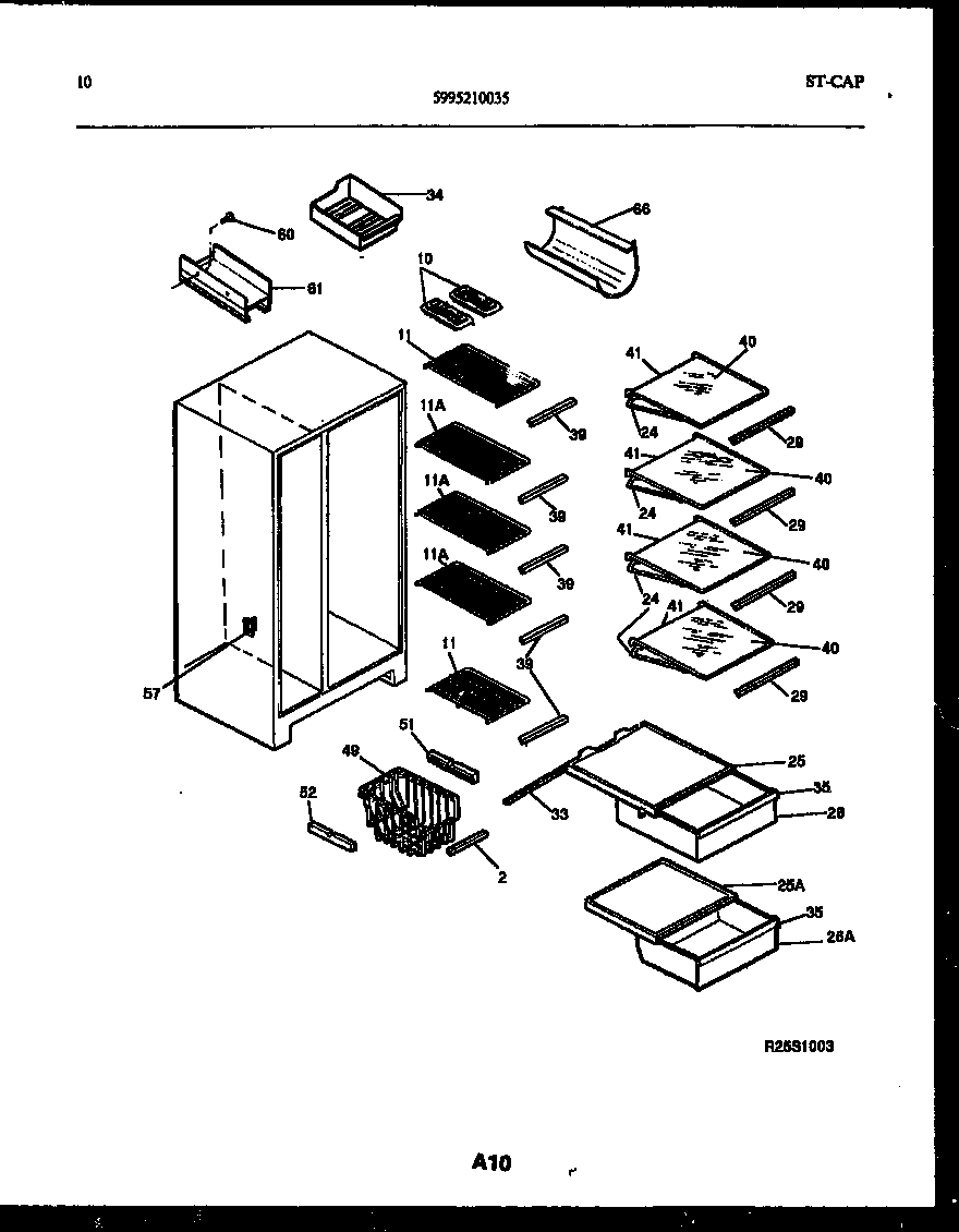 Frigidaire FPE22VPL1 shelves and supports diagram