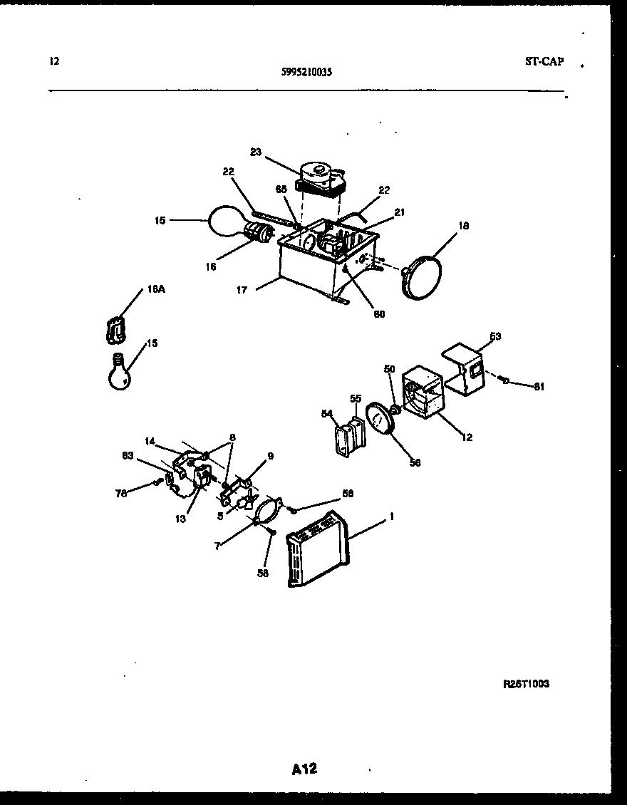 Frigidaire FPE22VPL1 refrigerator control assembly, damper control assembly and f diagram