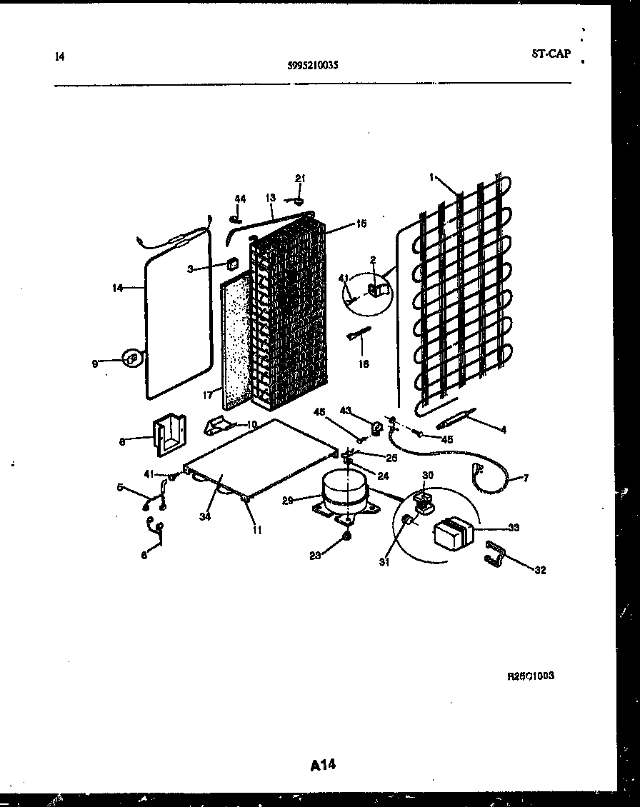 Frigidaire FPE22VPL1 system and automatic defrost parts diagram