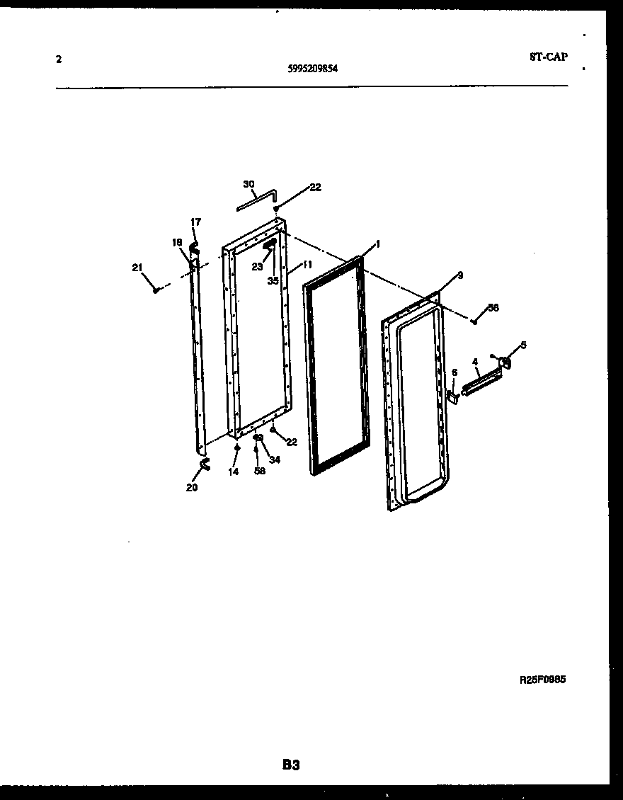 Frigidaire FPCE24VFL1 freezer door parts diagram