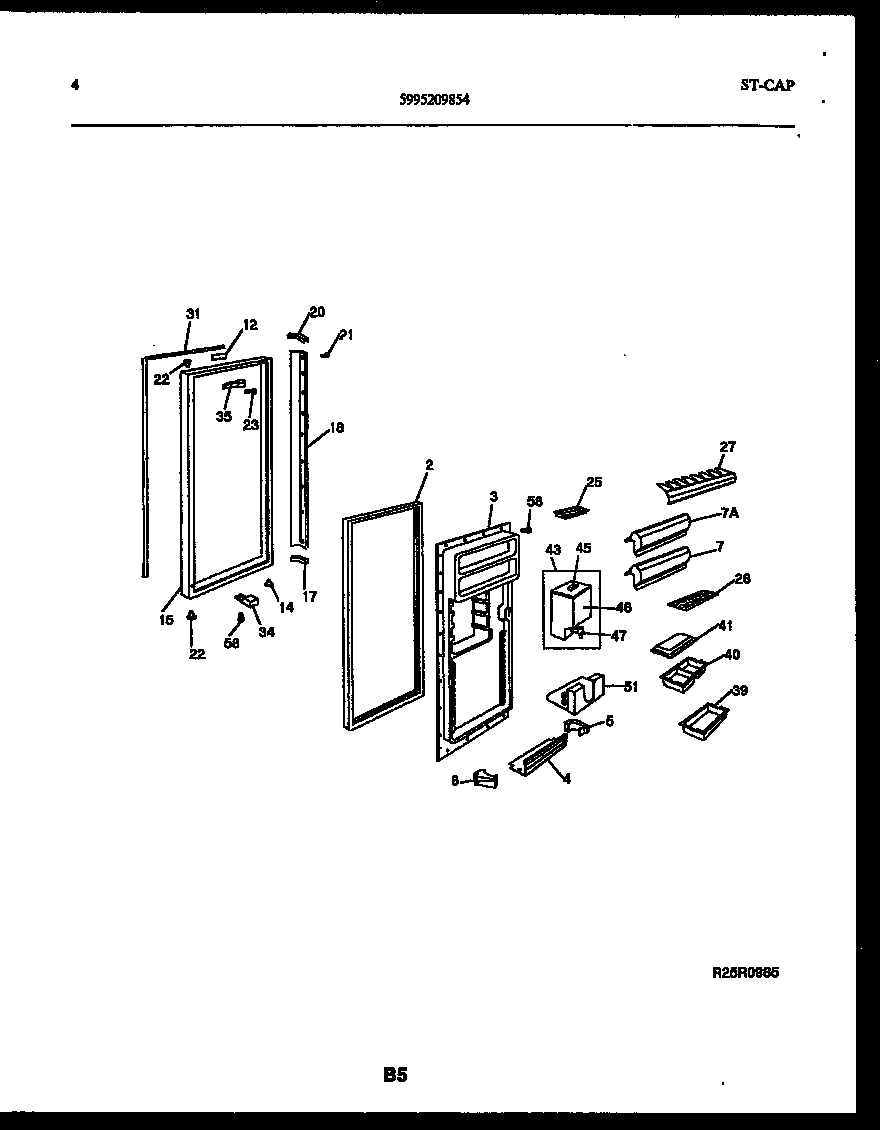 Frigidaire FPCE24VFL1 refrigerator door parts diagram