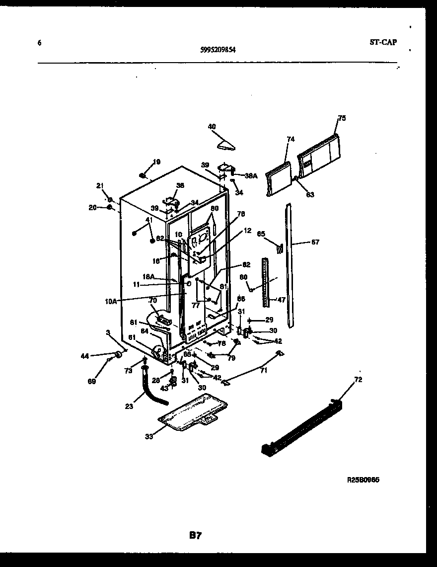 Frigidaire FPCE24VFL1 cabinet parts diagram