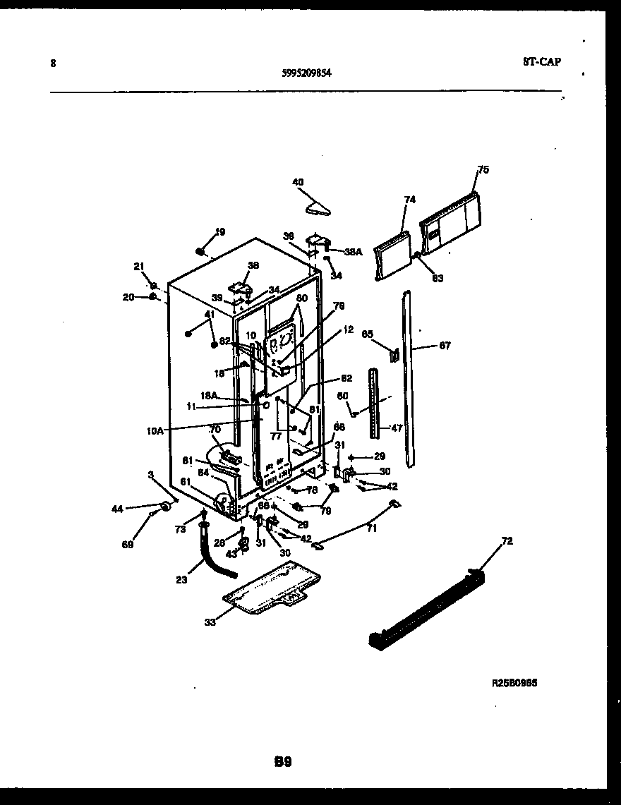 Frigidaire FPCE24VFL1 cabinet parts diagram