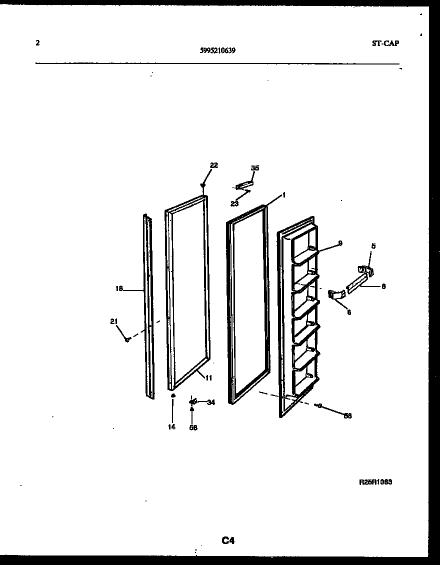 Frigidaire FPCI19VPL1 freezer door parts diagram