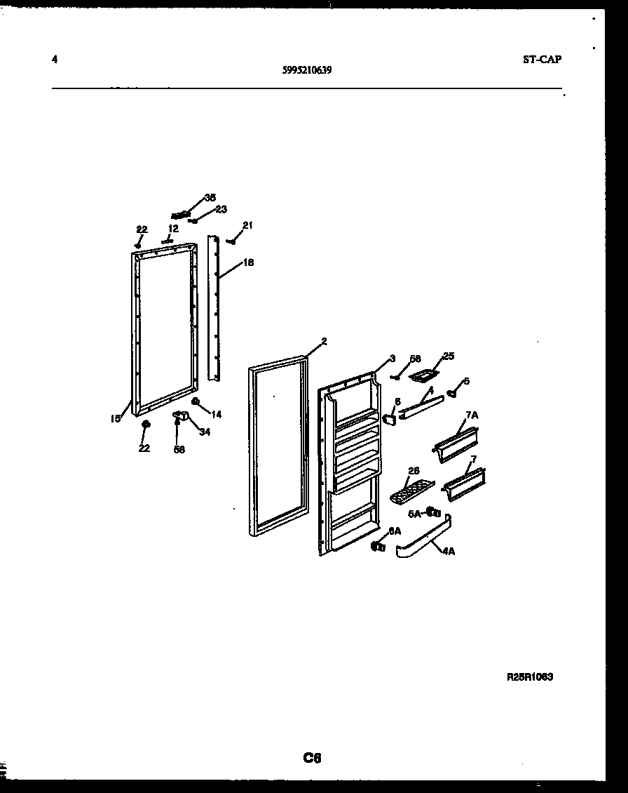 Frigidaire FPCI19VPL1 refrigerator door parts diagram