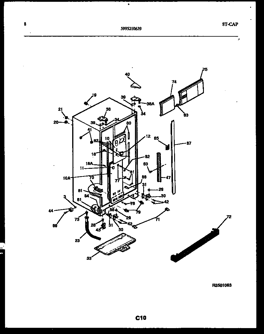 Frigidaire FPCI19VPL1 cabinet parts diagram