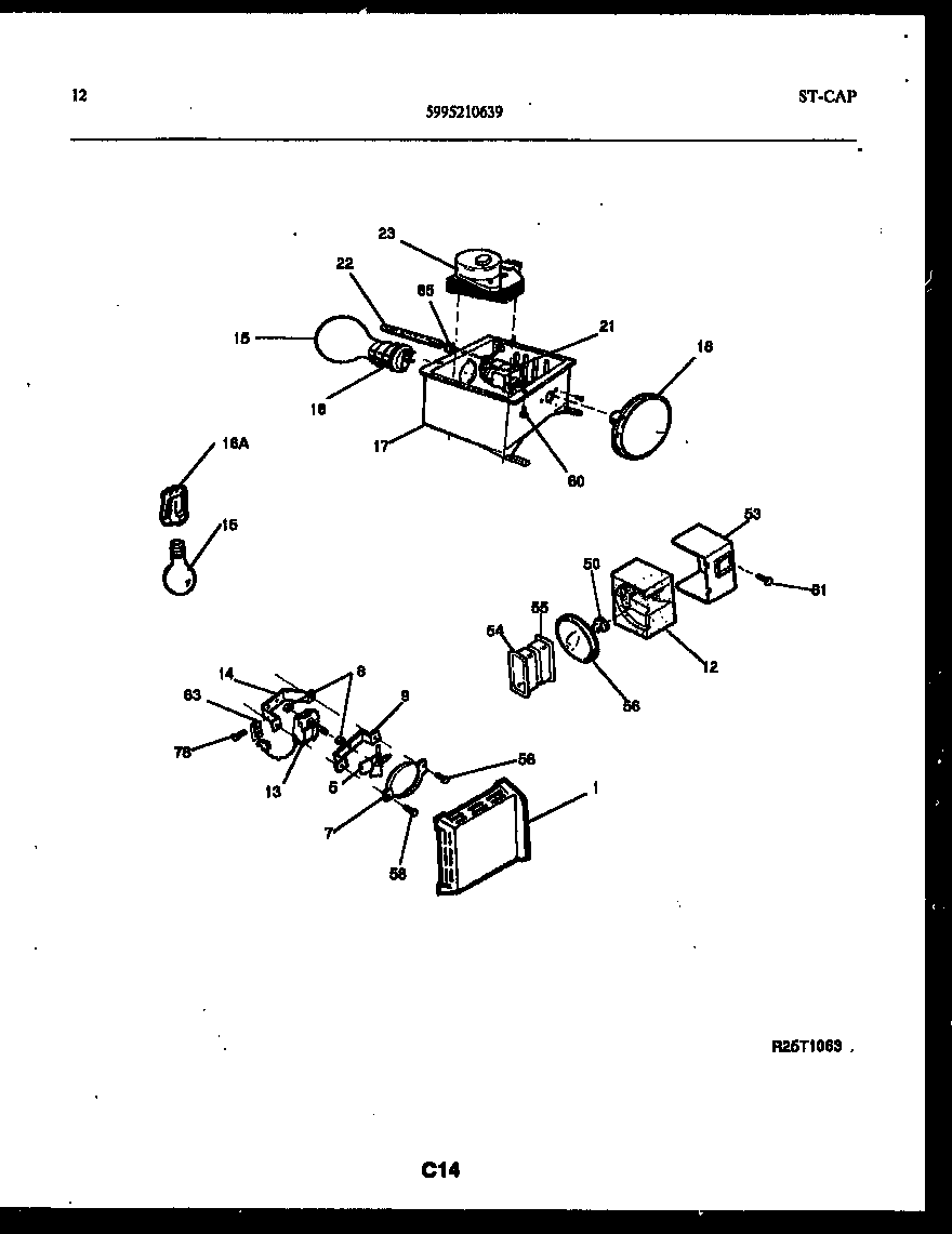 Frigidaire FPCI19VPL1 refrigerator control assembly, damper control assembly and f diagram