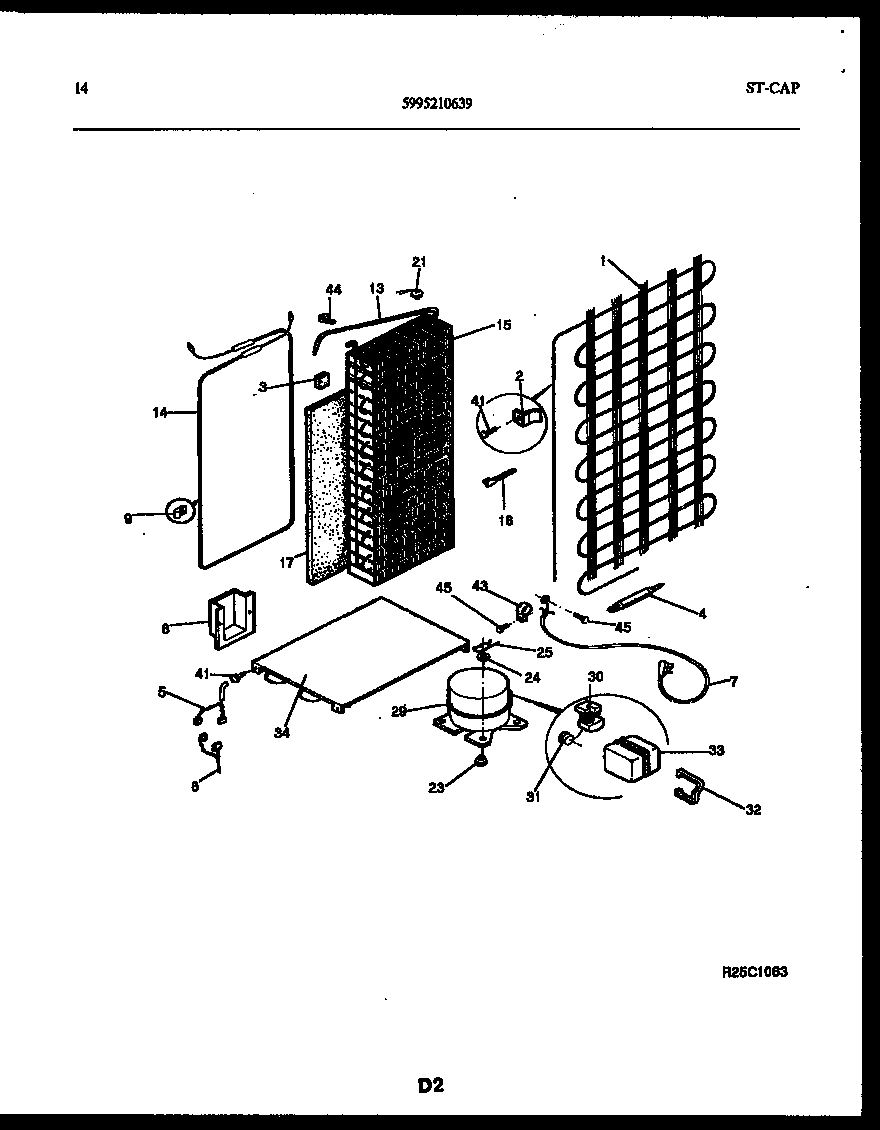 Frigidaire FPCI19VPL1 system and automatic defrost parts diagram