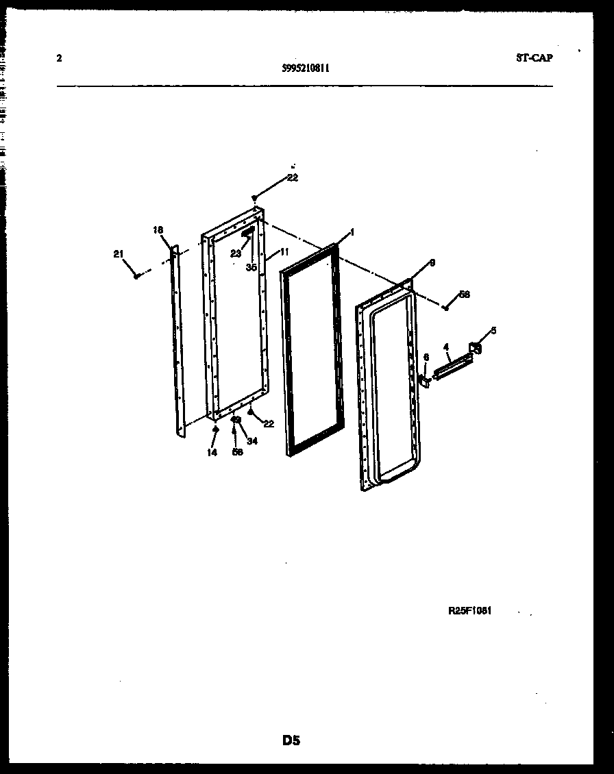 Frigidaire FPCE24VPW0 freezer door parts diagram