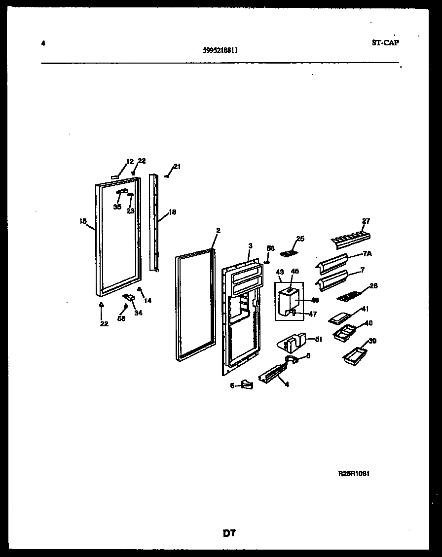 Frigidaire FPCE24VPW0 refrigerator door parts diagram